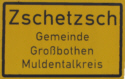Ortseingangsschild von Zschetzsch